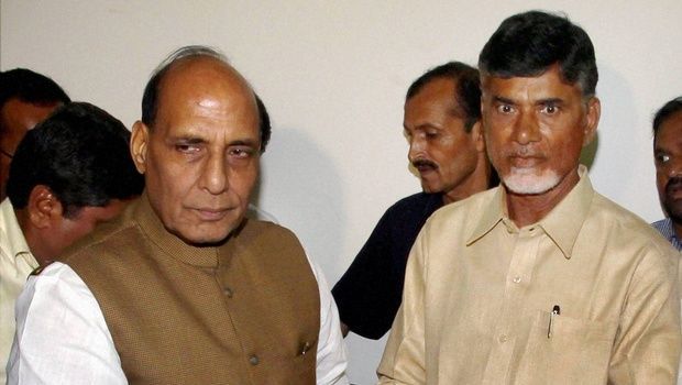 BJP President Rajnath Singh along with TDP president Chandrababu Naidu (Photo:PTI) BJP President Rajnath Singh along with TDP president Chandrababu Naidu (Photo:PTI)